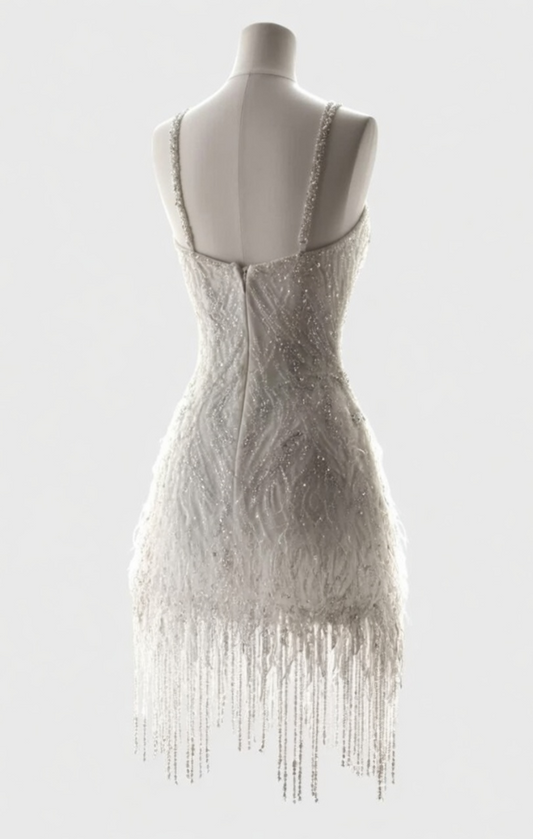 Glitter A Line Sweetheart Satin Beading Tassel Short Prom Dress,Homecoming Dress,Evening Dress GG653