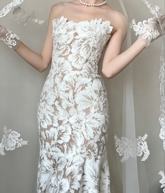 Attractive Floral Wedding Dress Appliques Mermiad Bridal Dress GG6561