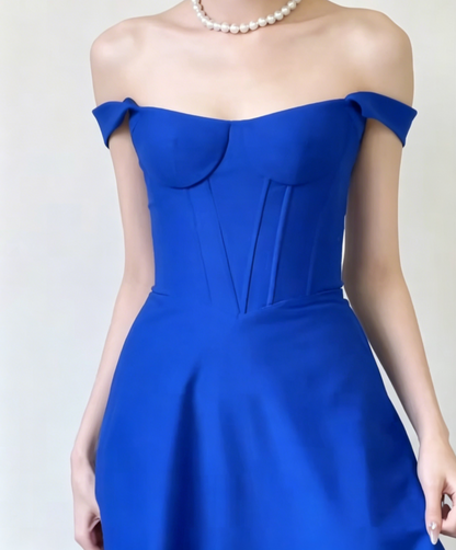 Simple Strapless Blue Prom Dress Long A-Line Evening Dress GG6563