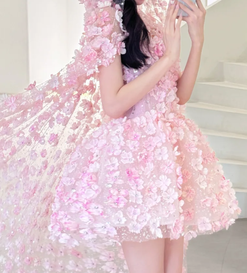 Sweet Strapless Pink Homecoming Dress Beading Appliques A-Line Birthday Dress GG6627