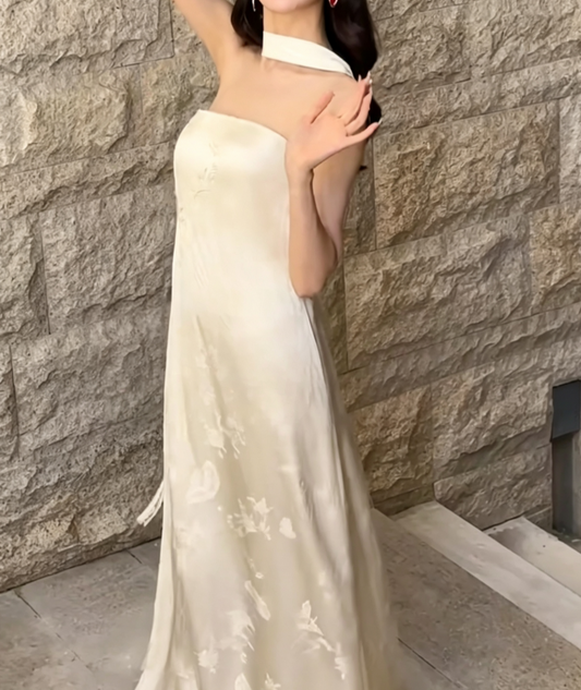 Fascinating Strapless Beaded Wedding Dress With Scarf Jacquard Satin Mermiad Bridal Dress GG6629