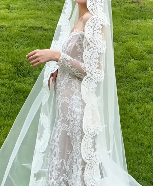 Classical Off-Shoulder Wedding Dress Long Sleeve Lace Mermaid Bridal Dress GG6645