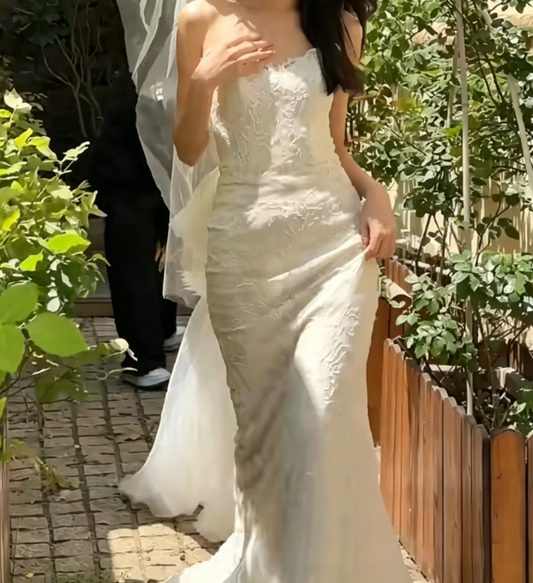 Unique Strapless Wedding Dress Lace Mermiad Bridal Dress GG6650