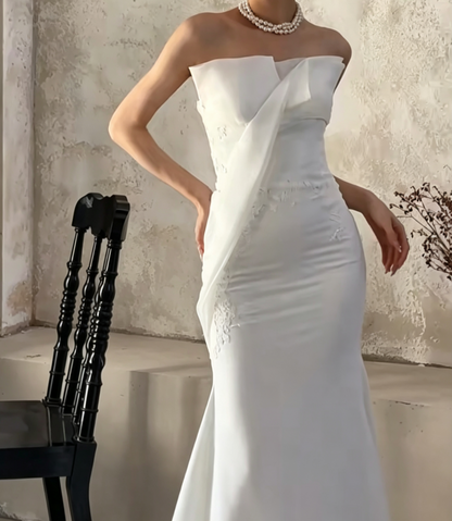 Glam Strapless Wedding Dress Appliques Mermiad Bridal Dress GG6655