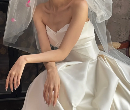 Ornate Strapless Wedding Dress Satin Mermiad Bridal Dress GG6665