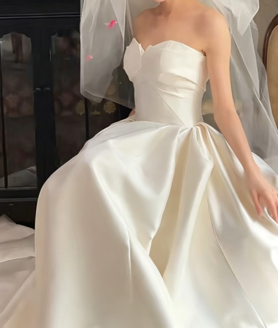 Ornate Strapless Wedding Dress Satin Mermiad Bridal Dress GG6665