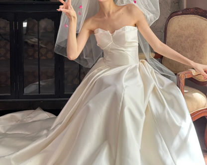 Ornate Strapless Wedding Dress Satin Mermiad Bridal Dress GG6665