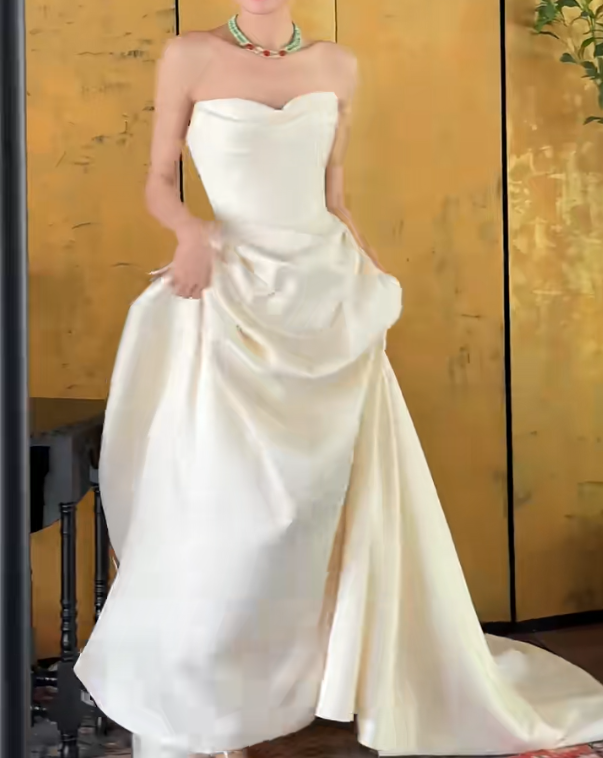 Graceful Strapless Wedding Dress Satin Mermiad Bridal Dress GG6668