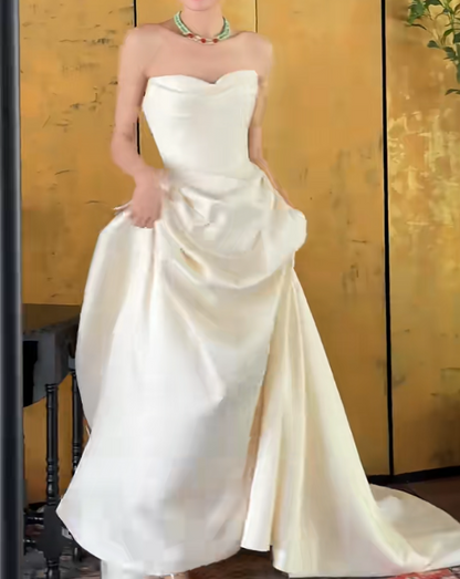 Graceful Strapless Wedding Dress Satin Mermiad Bridal Dress GG6668