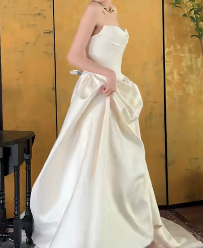 Graceful Strapless Wedding Dress Satin Mermiad Bridal Dress GG6668