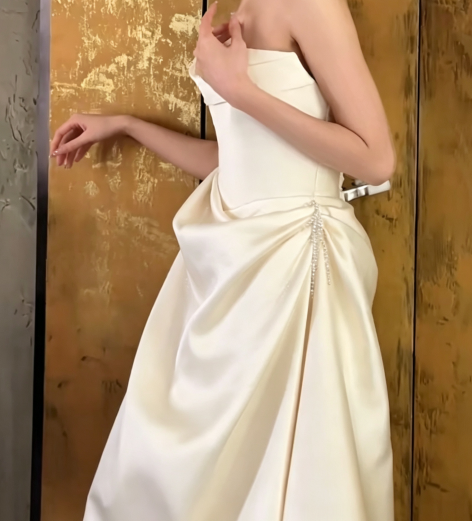 Graceful Strapless Wedding Dress Satin Mermiad Bridal Dress GG6668