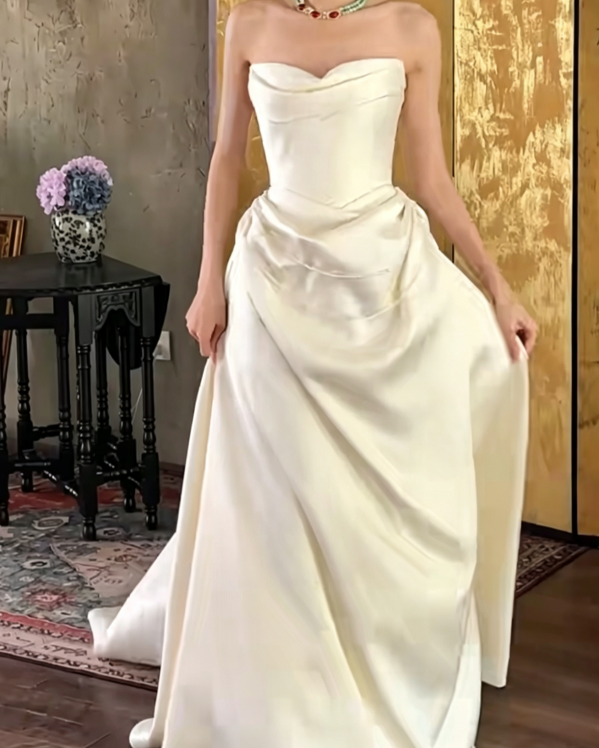 Graceful Strapless Wedding Dress Satin Mermiad Bridal Dress GG6668