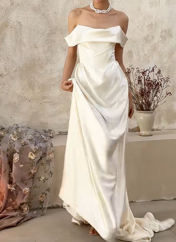 Classical Off-Shoulder Wedding Dress Satin Mermiad Bridal Dress GG6669