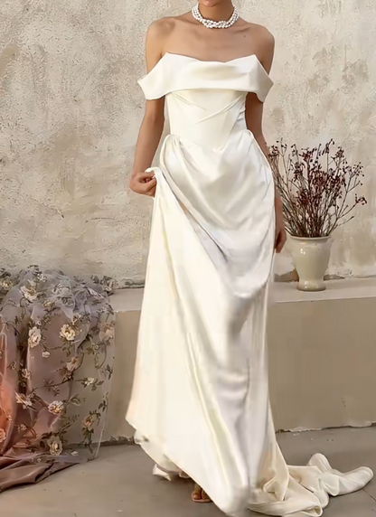 Classical Off-Shoulder Wedding Dress Satin Mermiad Bridal Dress GG6669