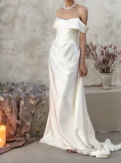 Classical Off-Shoulder Wedding Dress Satin Mermiad Bridal Dress GG6669