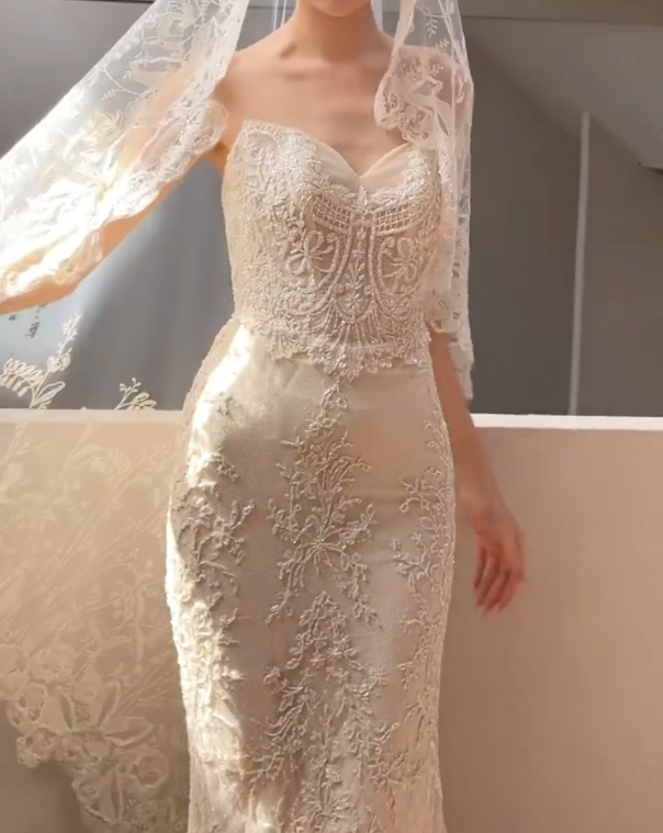 Trendy Strapless Wedding Dress Beaded Mermiad Bridal Dress GG6671
