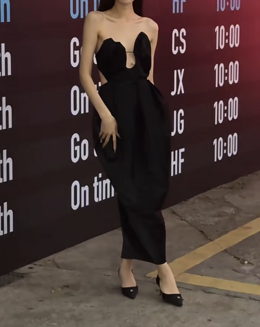 Fascinating Sweetheart Black Prom Dress Cutout Sheath Evening Dress GG6675