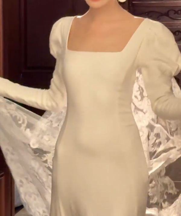 Classical Square Neck Wedding Dress Lace Long Sleeve Mermiad Bridal Dress GG6700