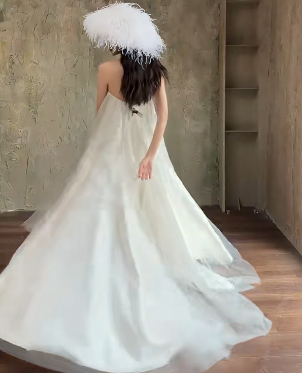 Luxury Strapless Wedding Dress Sequins A-Line Bridal Dress GG6704