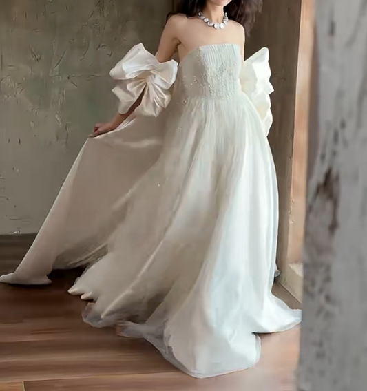 Luxury Strapless Wedding Dress Sequins A-Line Bridal Dress GG6704