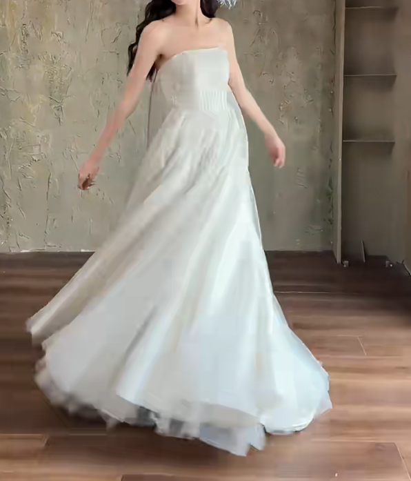 Luxury Strapless Wedding Dress Sequins A-Line Bridal Dress GG6704