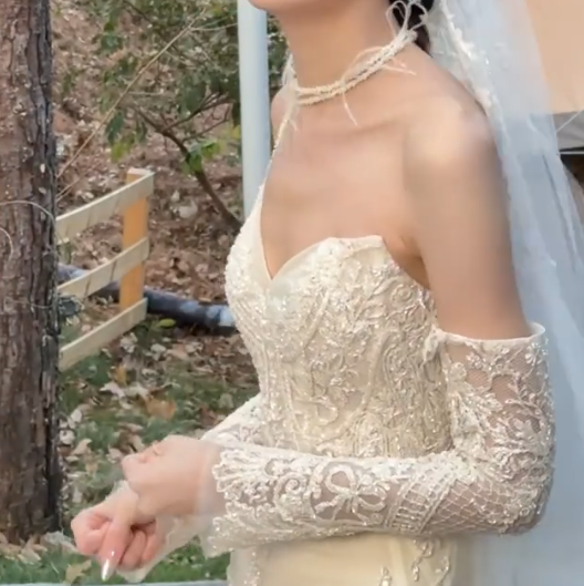 Attractive Strapless Appliques Wedding Dress Sequins Mermiad Bridal Dress GG6711
