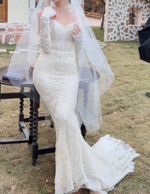 Attractive Strapless Appliques Wedding Dress Sequins Mermiad Bridal Dress GG6711
