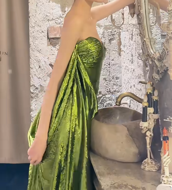 Sheen Strapless Prom Dress Green Mermaid Evening Dress GG6722
