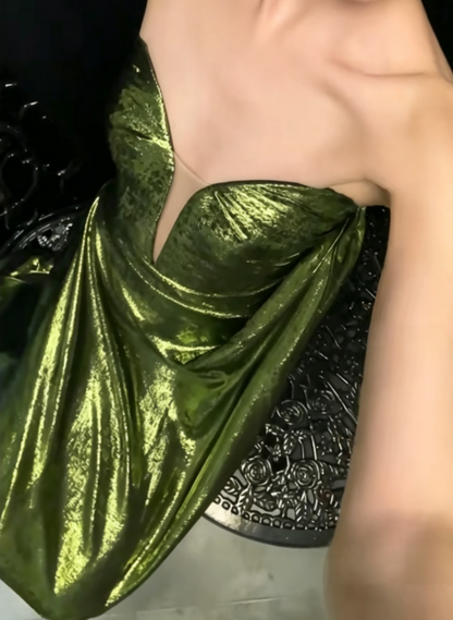 Sheen Strapless Prom Dress Green Mermaid Evening Dress GG6722