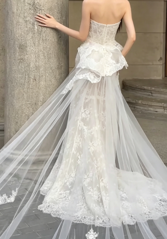 Enchanting Sweetheart Neck Wedding Dress Appliques Mermiad Bridal Dress GG6730