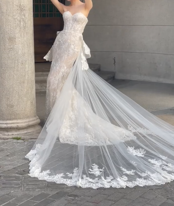 Enchanting Sweetheart Neck Wedding Dress Appliques Mermiad Bridal Dress GG6730