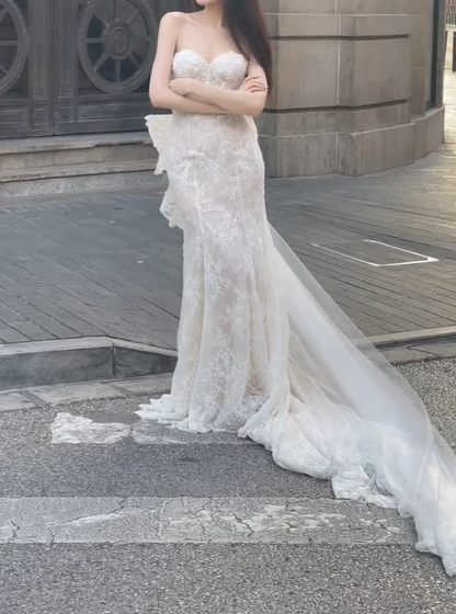 Enchanting Sweetheart Neck Wedding Dress Appliques Mermiad Bridal Dress GG6730