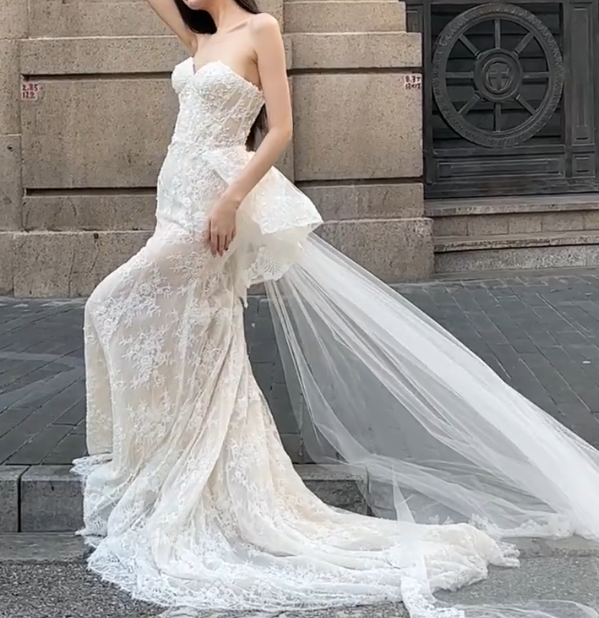 Enchanting Sweetheart Neck Wedding Dress Appliques Mermiad Bridal Dress GG6730