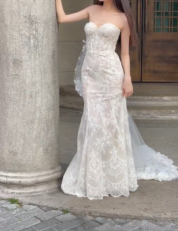 Enchanting Sweetheart Neck Wedding Dress Appliques Mermiad Bridal Dress GG6730