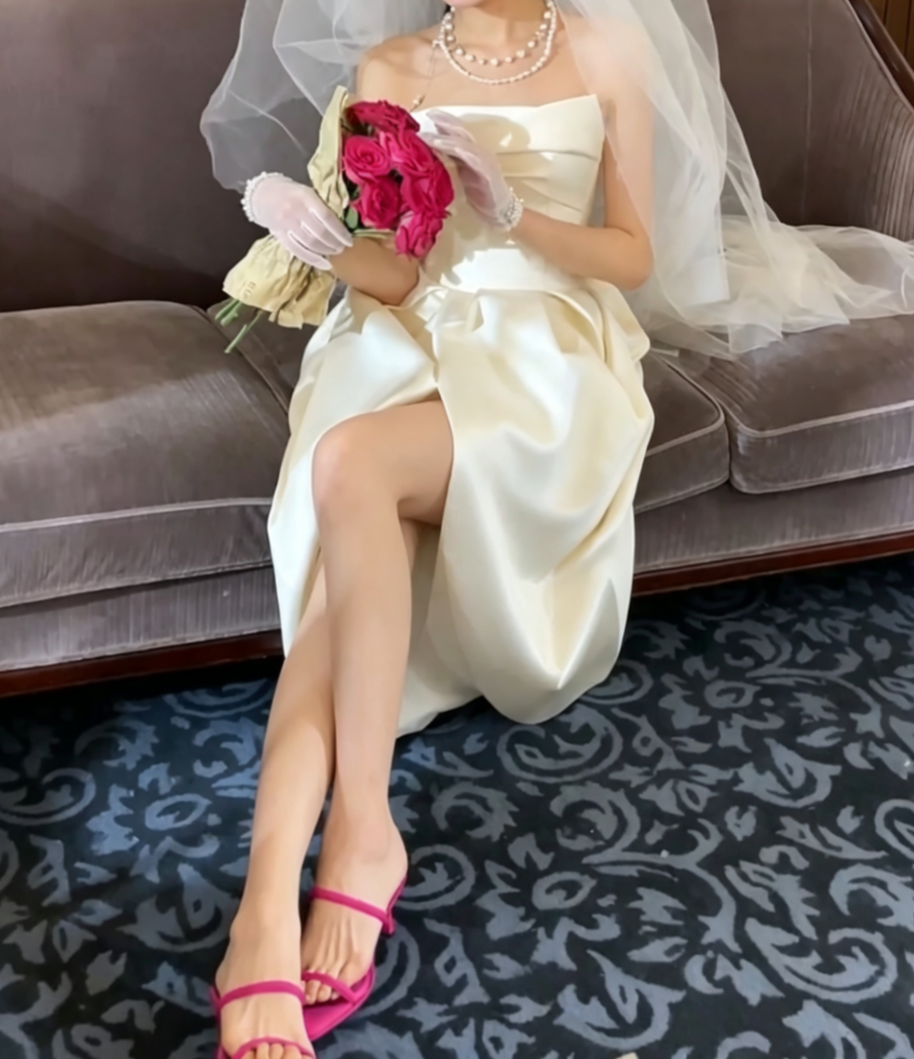 Classical Strapless Wedding Dress Satin Slit Mermiad Bridal Dress GG6737
