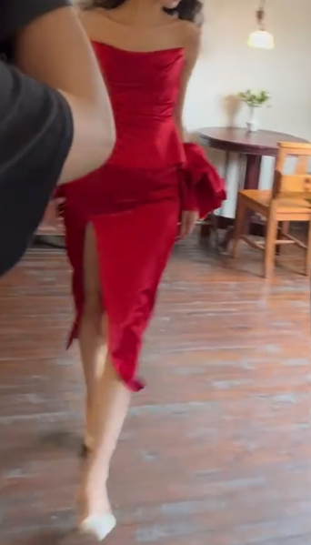 Retro Strapless Slit Homecoming Dress Red Sheath Birthday Dress GG6743
