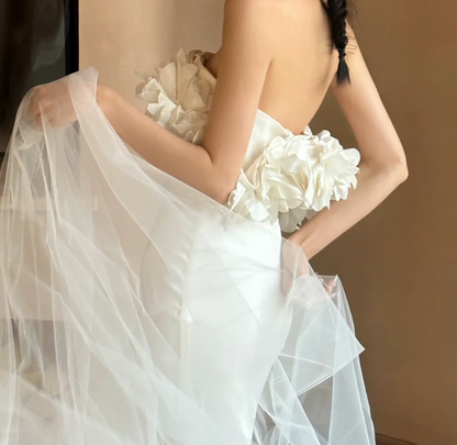 Elegant Off-Shoulder Wedding Dress 3D Flowers Beads Mermiad Bridal Dress GG6745