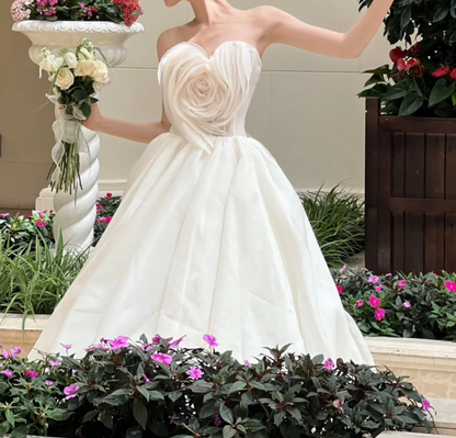 Chic Sweetheart Neck Wedding Dress Ruffles Floral A-Line Bridal Dress GG6756