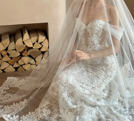 Graceful Off-Shoulder Wedding Dress Appliques Sequins Mermiad Bridal Dress GG6758