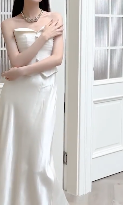Sleek Strapless Wedding Dress Satin Mermiad Bridal Dress GG6796