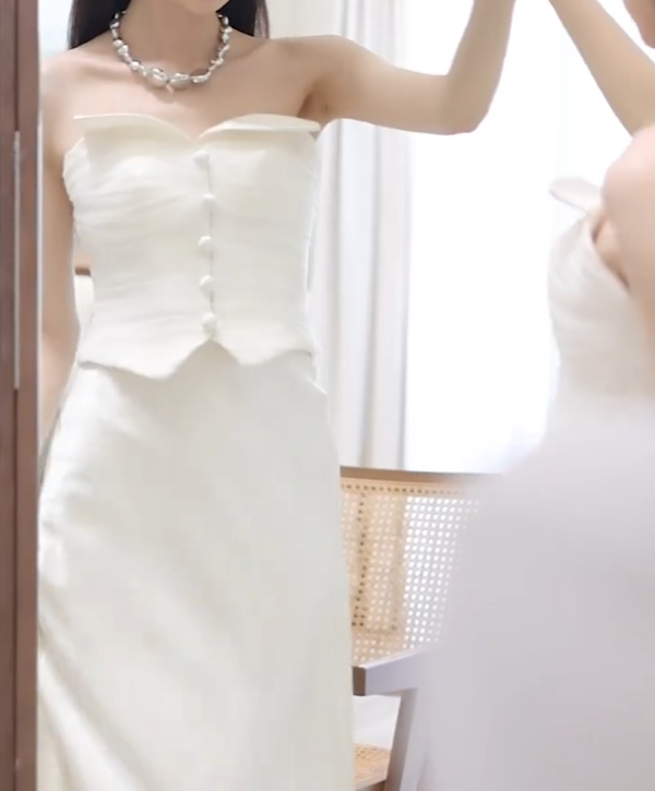 Sleek Strapless Wedding Dress Satin Mermiad Bridal Dress GG6796