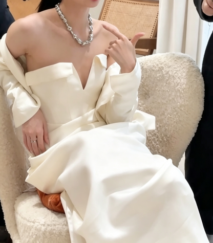 Graceful Strapless Slit Wedding Dress Satin Mermiad Bridal Dress GG6797