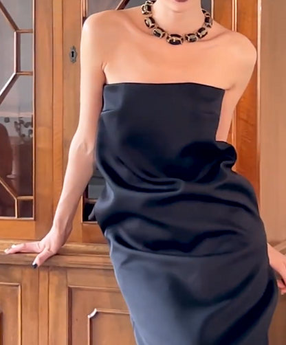 Alluring Strapless Black Prom Dress Sequins Sheath Formal Dress GG6807
