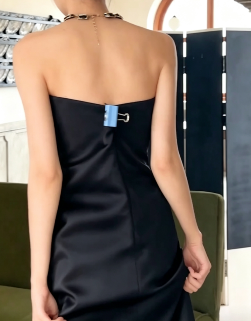 Alluring Strapless Black Prom Dress Sequins Sheath Formal Dress GG6807