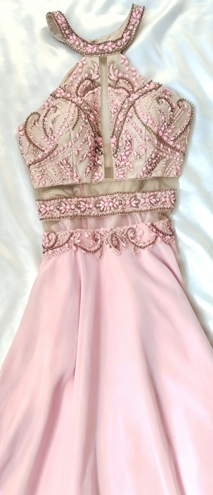 Lovely Halter Neck Beading Prom Dress Pink A-Line Formal Dress GG6824