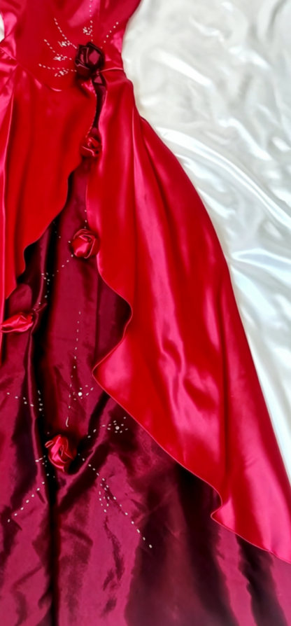 Charming Spaghetti Straps Floral Prom Dress Red Sequins A-Line Formal Dress GG6825