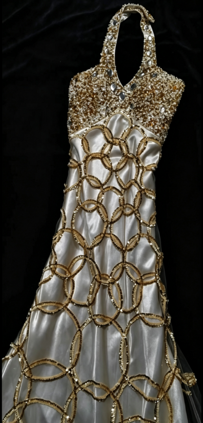 Sparkling Halter Neck Beading Prom Dress Sequins A-Line Formal Dress GG6826