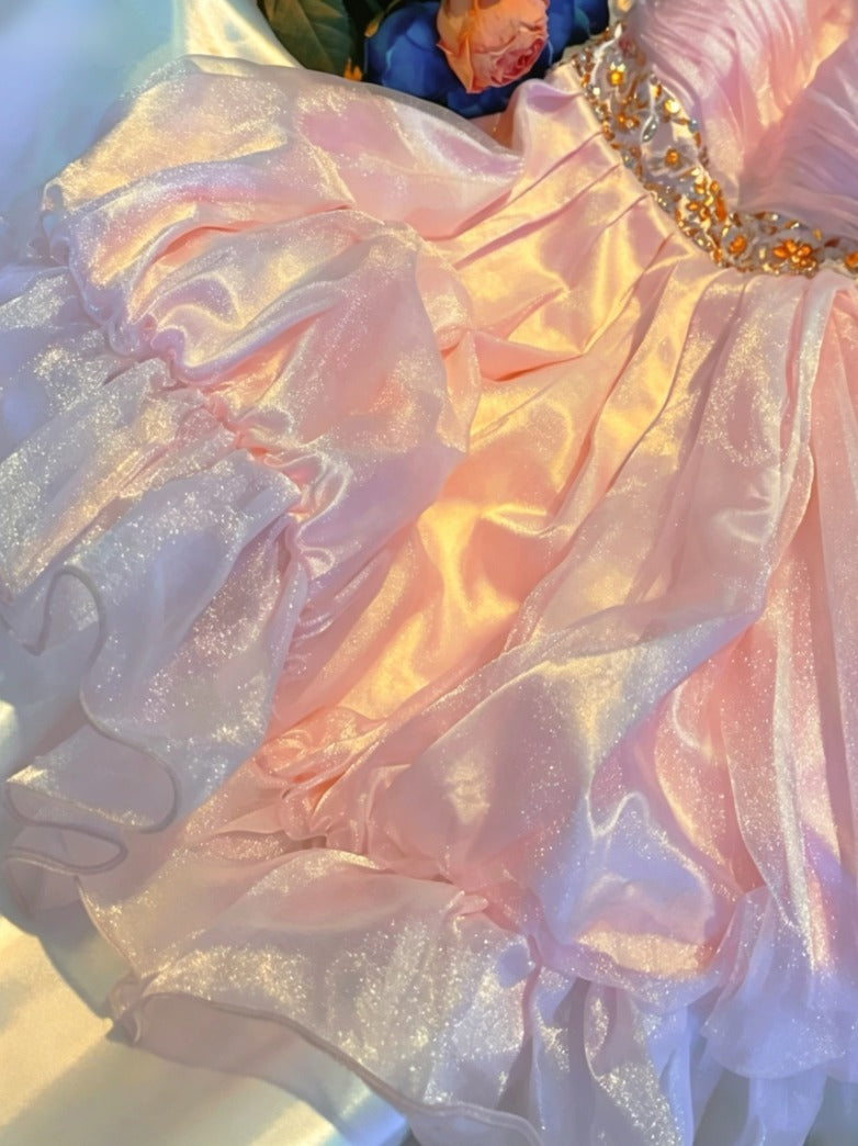 Adorable Strapless Pink Homecoming Dress Crystals A-Line Birthday Dress GG6828