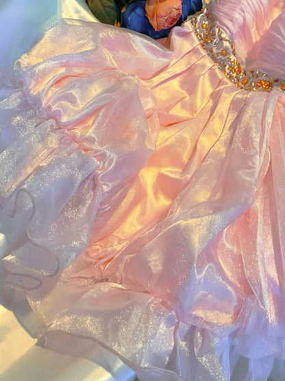 Adorable Strapless Pink Homecoming Dress Crystals A-Line Birthday Dress GG6828