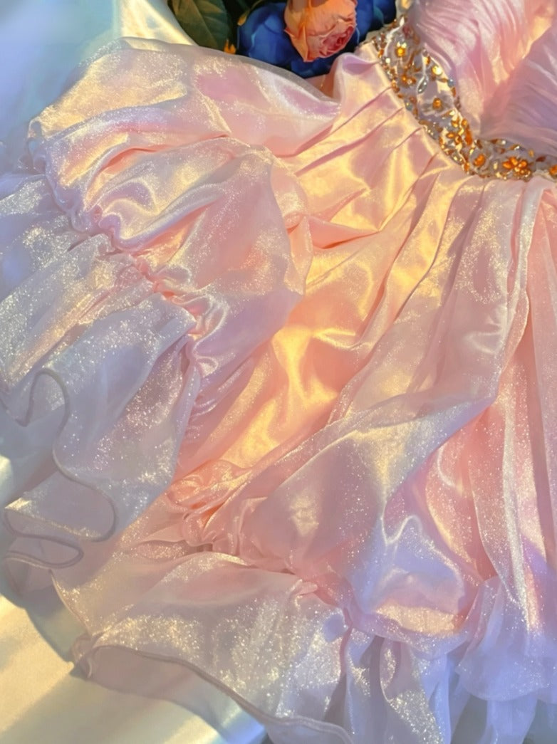 Adorable Strapless Pink Homecoming Dress Crystals A-Line Birthday Dress GG6828